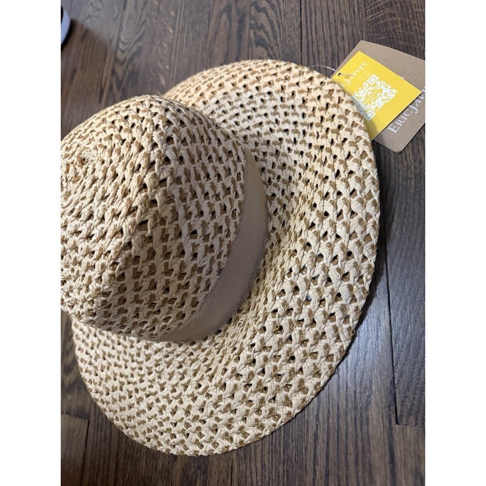 Eric Javits Neutral Raffia Fedora Sunhat Packable One Size NWT $375 - Picture 9 of 16